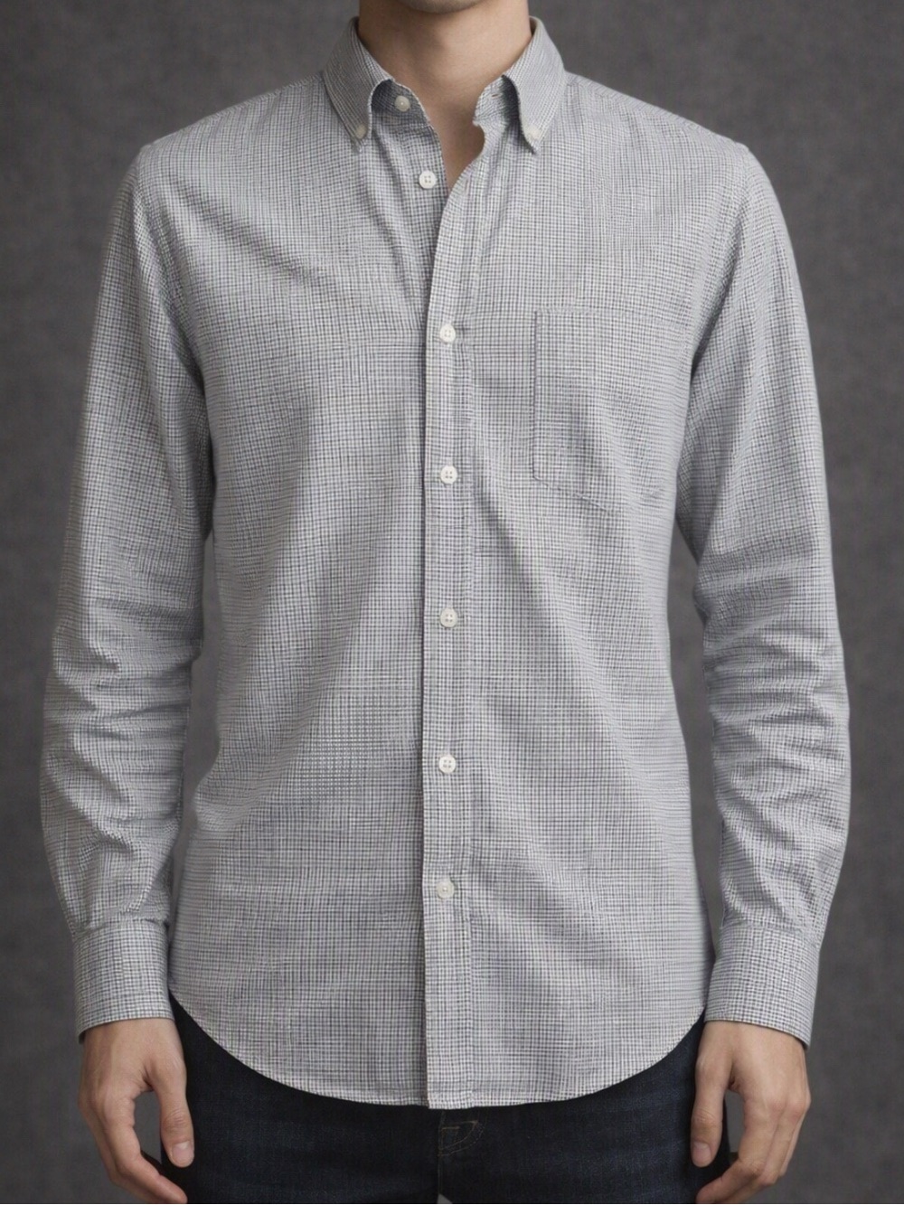 Harry Rosen Men’s Dress Shirt 100% Cotton Made in Italy White Check Classic